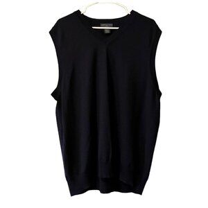 Joseph & Lyman Vest Sweater Men Size Large Blue Knit Merino Wool V-Neck Pullover